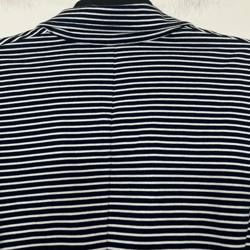 Talbots Navy White Breton Stripe Cotton Knit Blazer 1XP Nautical Preppy Coastal